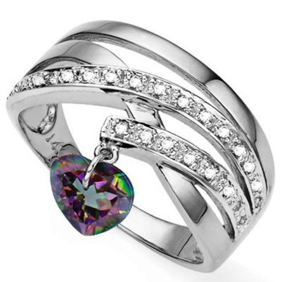 Ring 3/4 Mystic Gemstone/Diamond/Sterling Silver